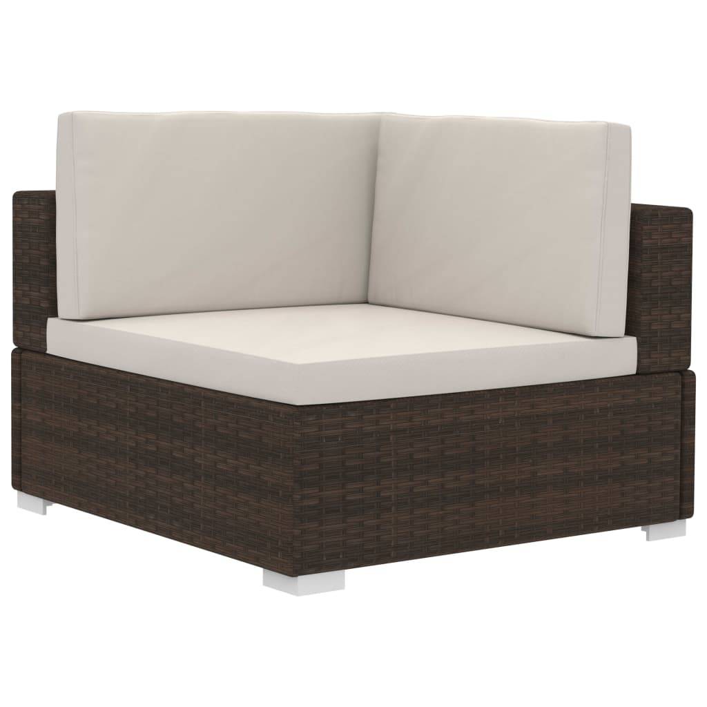 vidaXL 3-tlg. Garten-Sofagarnitur mit Auflagen Poly Rattan Braun
