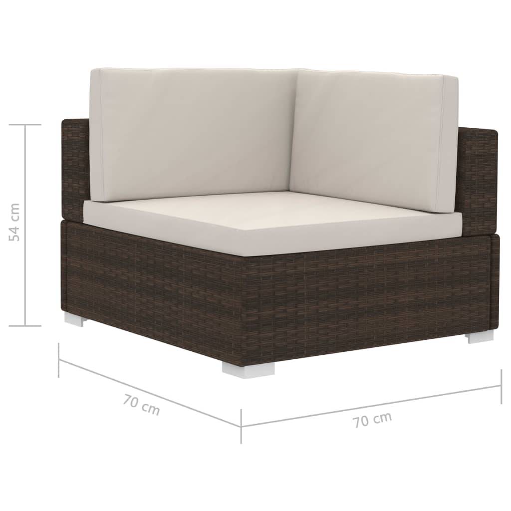 vidaXL 3-tlg. Garten-Sofagarnitur mit Auflagen Poly Rattan Braun