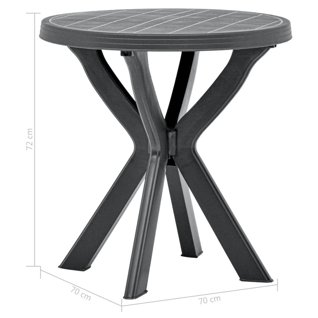 vidaXL Bistrotisch Anthrazit Ø70 cm Kunststoff