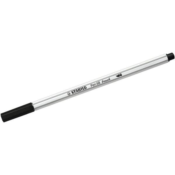 STABILO Pen 68 brush, Medium, 1 Farben, Schwarz, Pinselspitze, Faser, Schwarz, Weiß