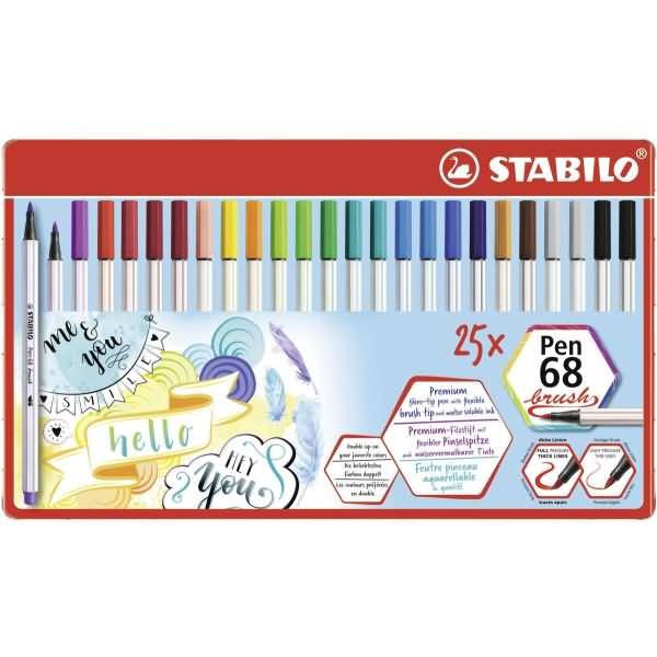Premium-Filzstift mit Pinselspitze Pen 68 brush Etui VE=25 Stück / 19 Farben