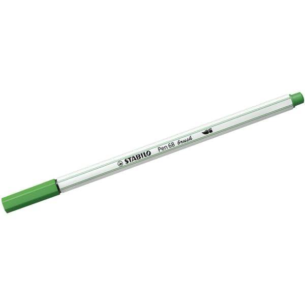 STABILO Pen 68 brush, 1 Farben, Grün, Pinselspitze, Faser, Grün, Weiß, Hexagonal