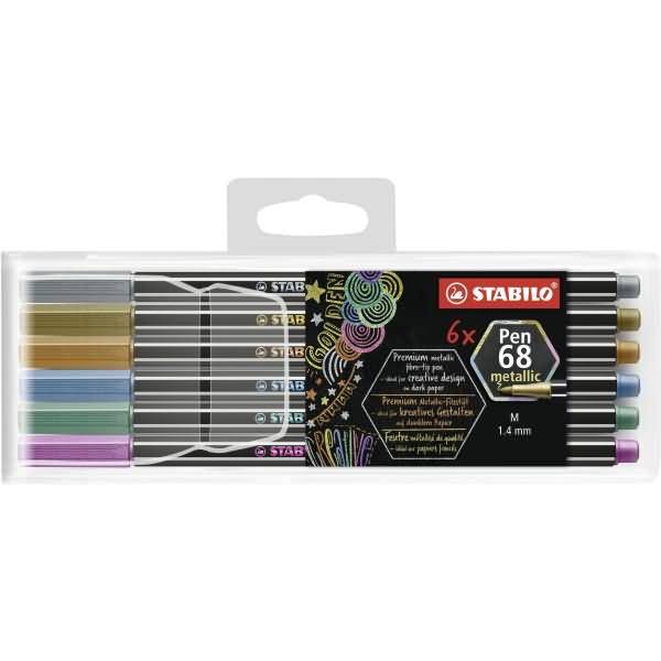 Premium-Filzstift Pen 68 metallic 1,4mm (M) Etui VE=6 Farben