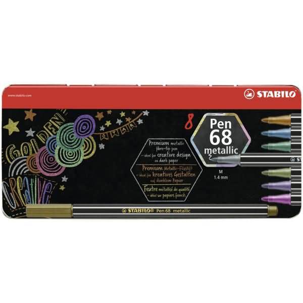 Premium-Filzstift Pen 68 metallic 1,4mm (M) Metalletui VE=8 Farben