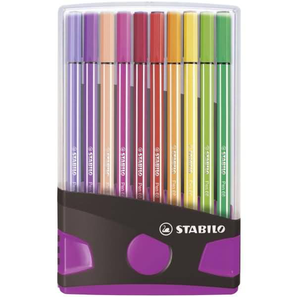 STABILO Pen 68, Medium, 20 Farben, Mehrfarbig, Rundspitze, 1 mm, Mehrfarbig