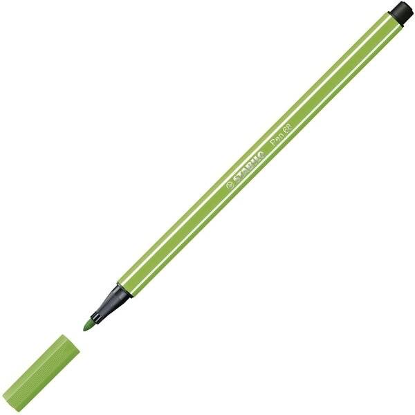 Grüner Pentel-Stift mit entfernter Kappe, zeigt die Stiftspitze und separate grüne Kappe auf weißem Hintergrund.