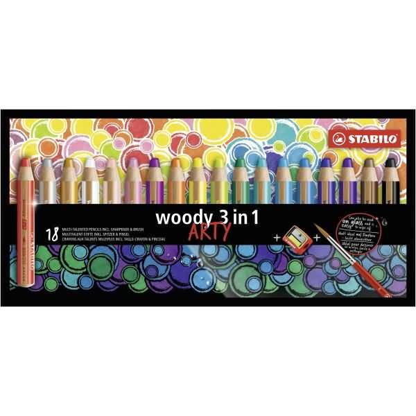Multitalent-Stift woody 3 in 1 Arty Etui VE=18 Farben