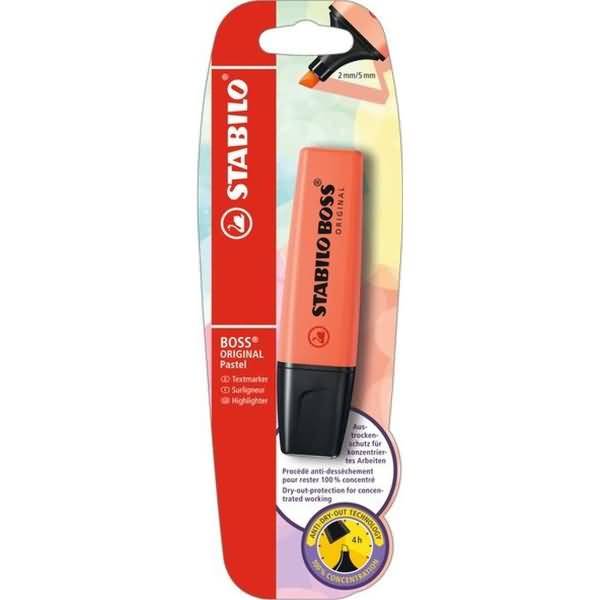 Textmarker Boss Original Pastel Korallrot Blister