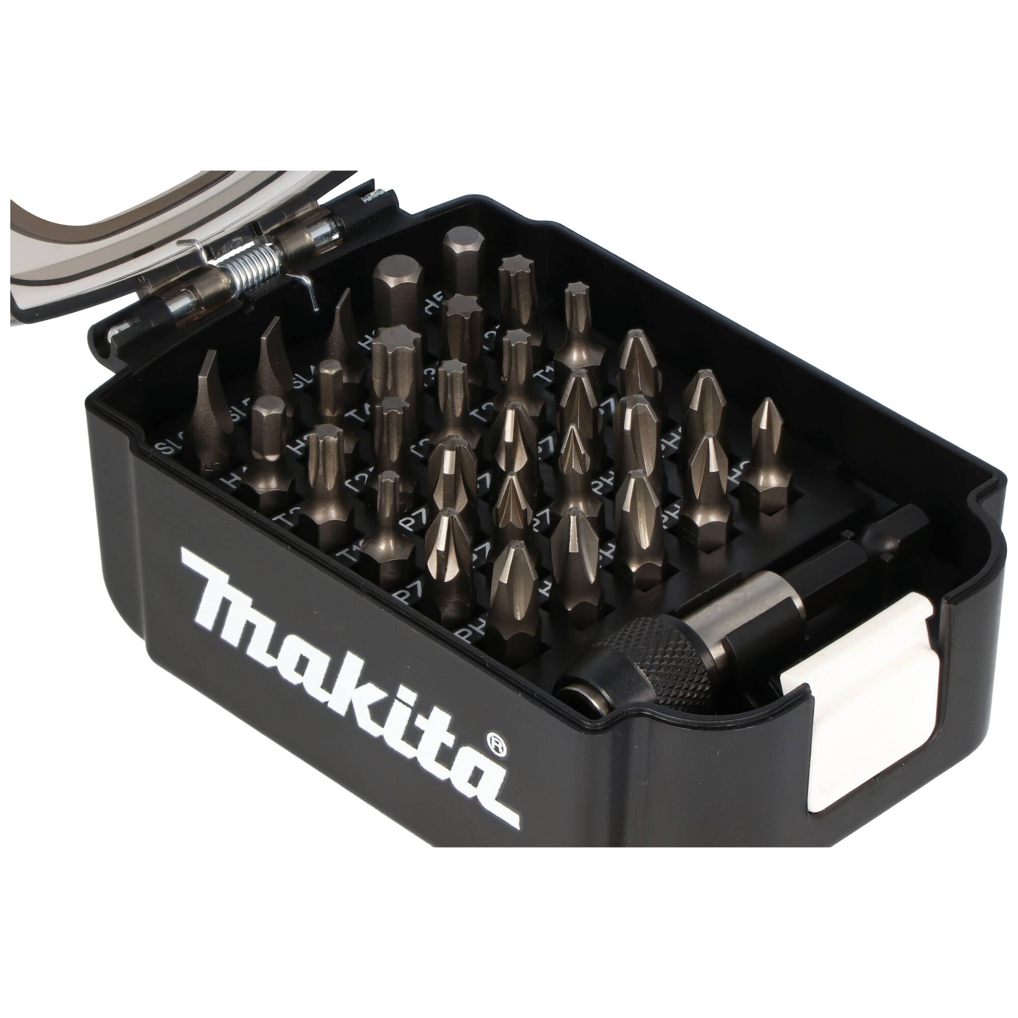 Original Makita Bit-Box im Akku-Design, Schrauber Bit-Set inkl. Bit-Halter 1/4, Bit-Box kein Makita Akku