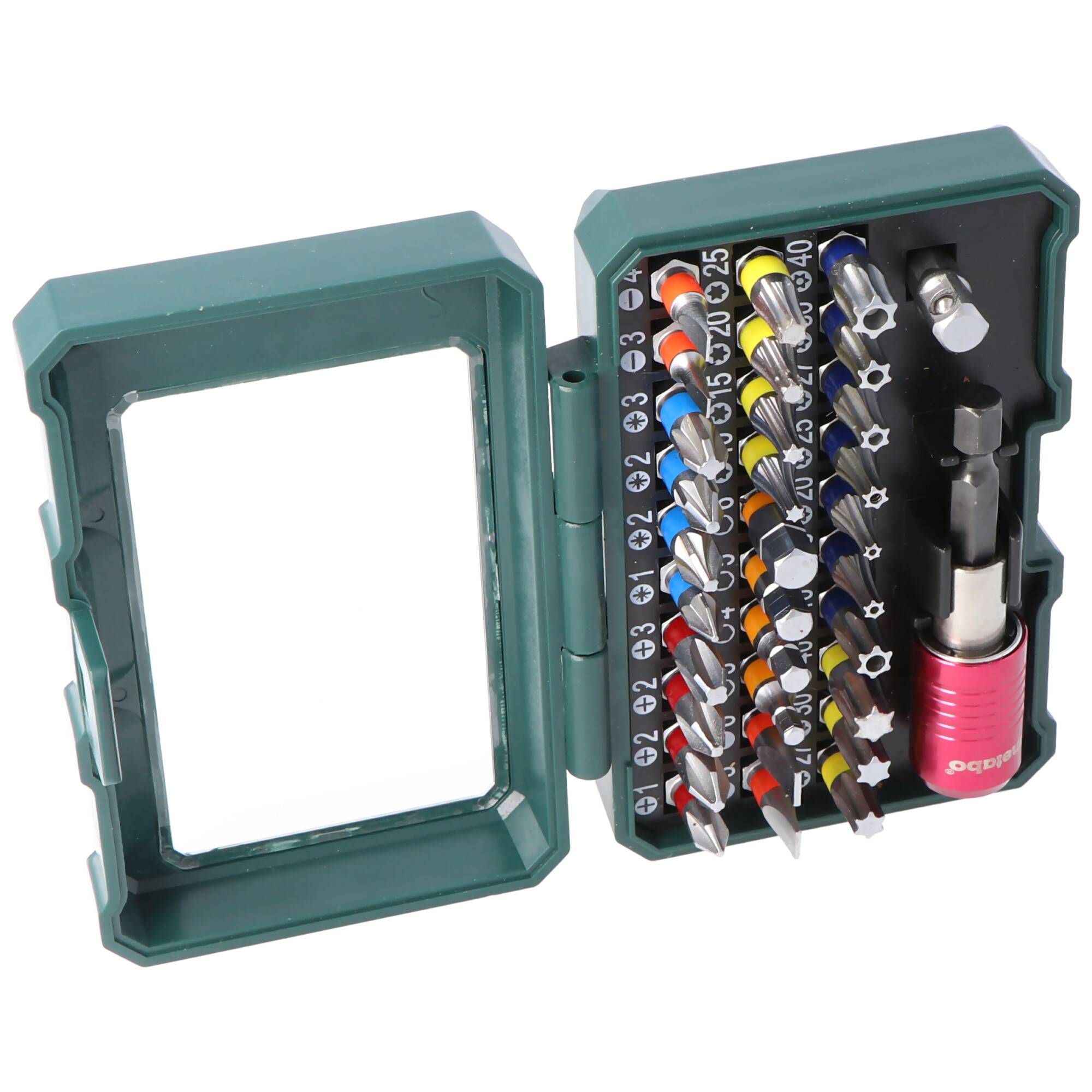 Original Metabo Bit-Box, Bit-Set "SP", 32-teilig 6.26700 inklusive magnetischer Schnellwechseladapter und Bithalter 65mm