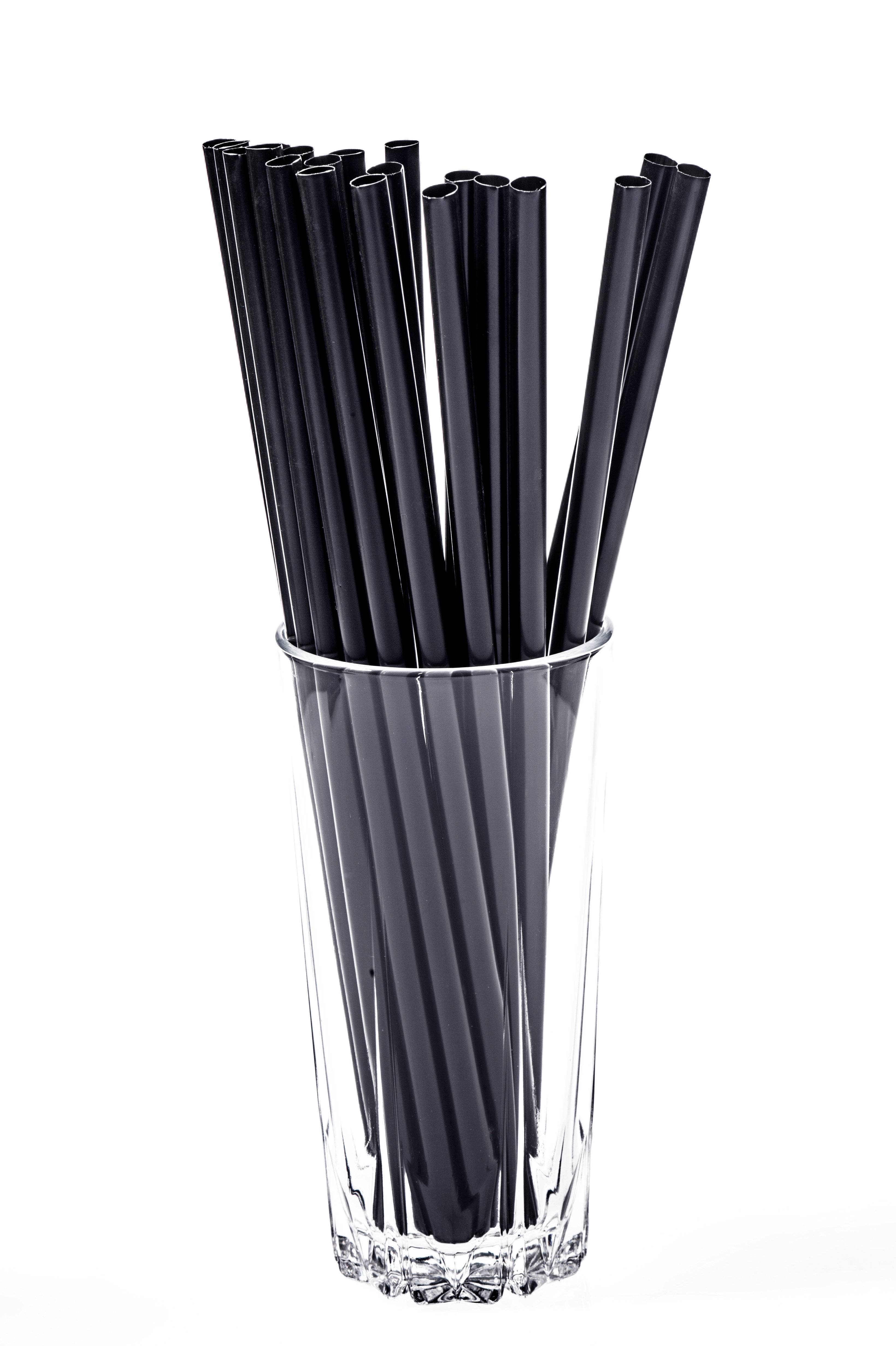 Bio Trinkhalme Strohhalme 100% kompostierbar Maße: ø 6mm x 21 cm lang schwarz - 150 Stück