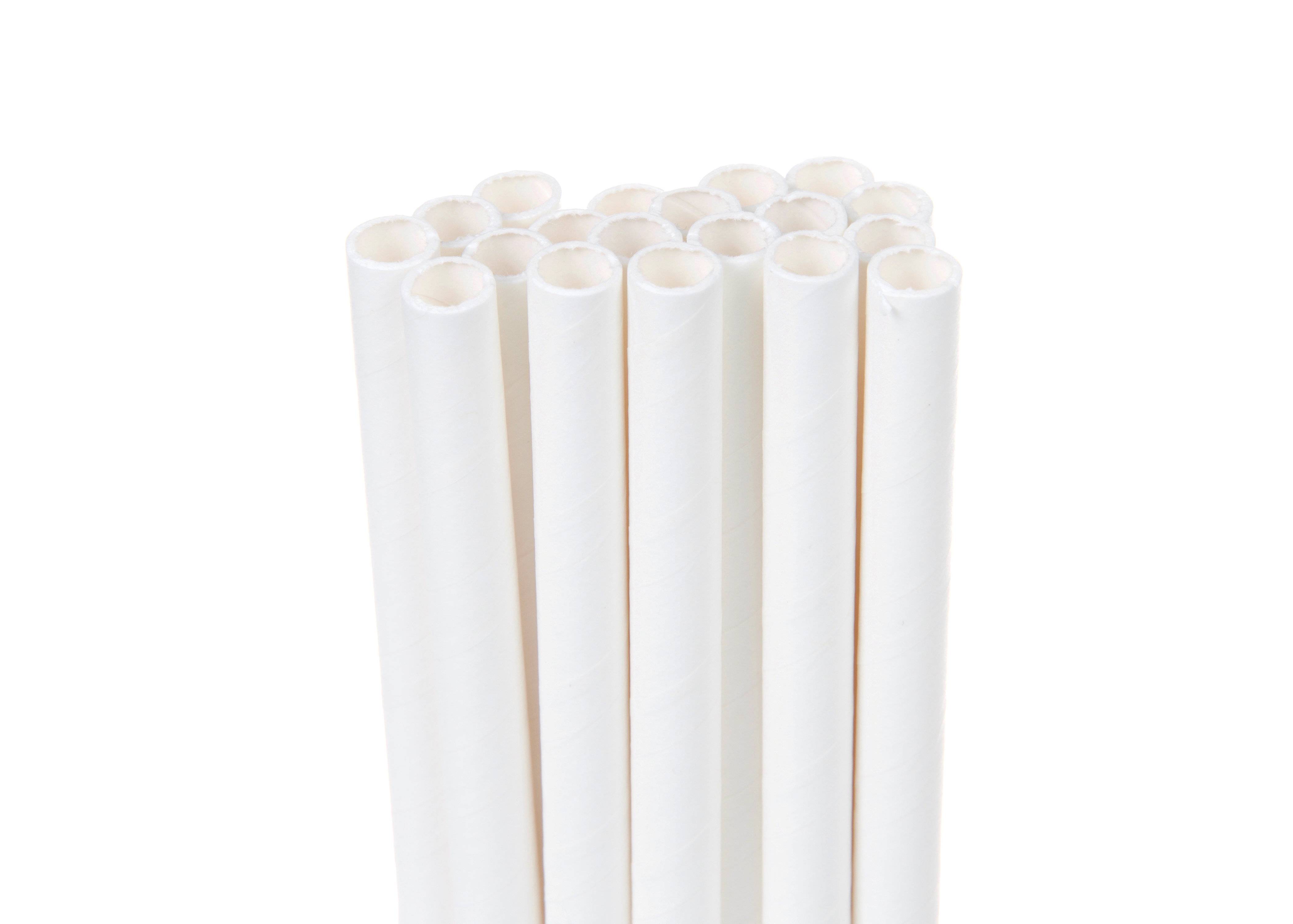 Bio Trinkhalme Strohhalme 100% kompostierbar Maße: ø 6mm x 21 cm lang Weiß -150 Stück