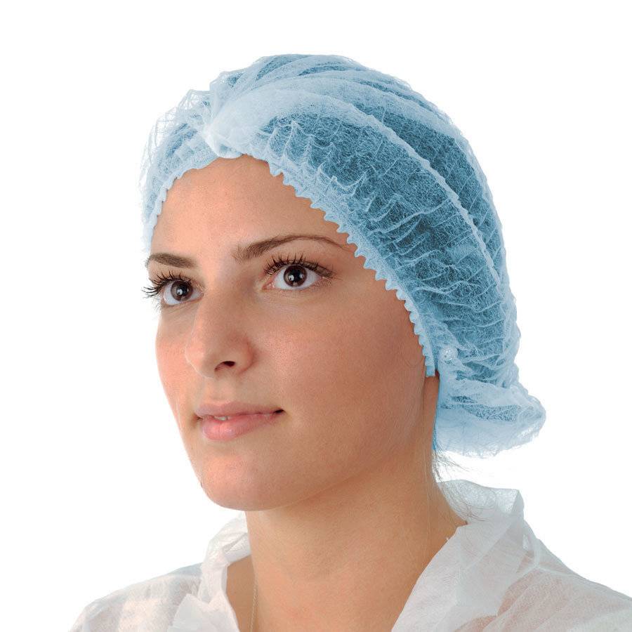 Klipphaube Vlieshaube Modell Mob Cap Profi, mit umlaufendem doppeltem Gummiband (blau,L) 100 Stk.