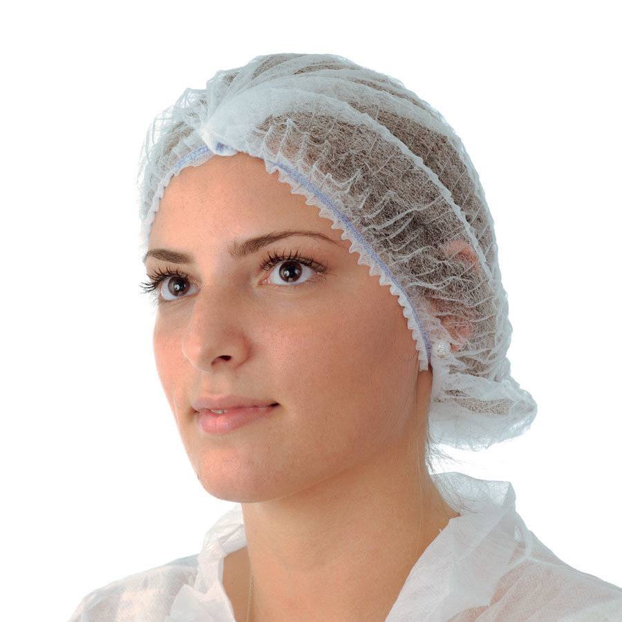 Klipphaube Vlieshaube Modell Mob Cap Profi umlaufendem doppeltem Gummiband (weiß,XL) 100 Stk.