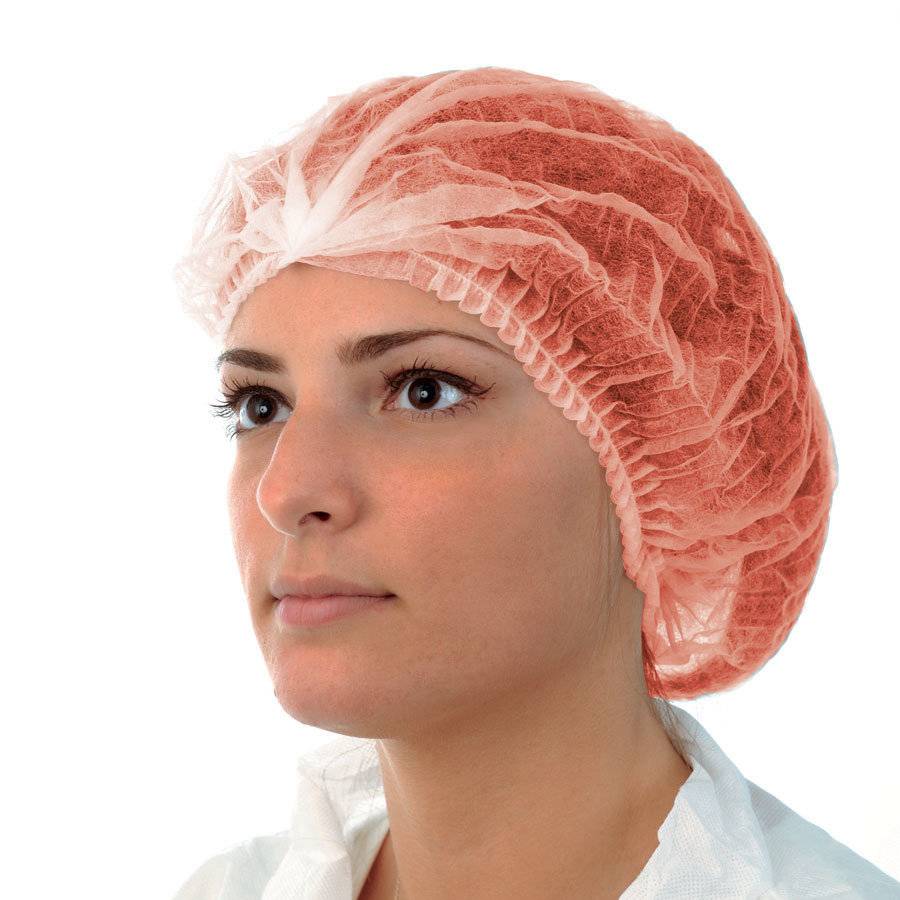 Klipphaube Vlieshauben Einmalhaube, Modell Mob Cap Gummiband einfach 100 Stück (L, rot)