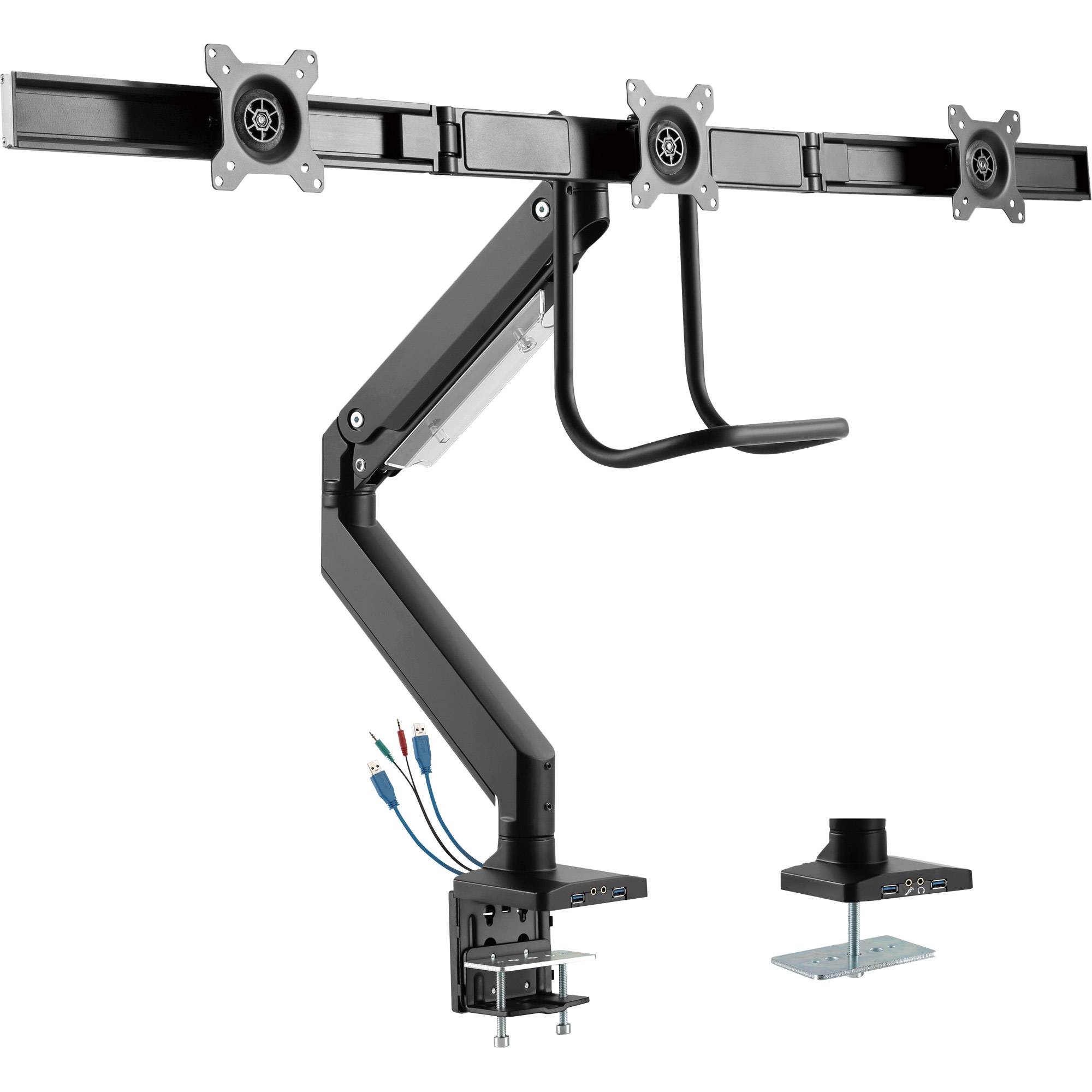 INLINE - Tischhalterung mit Lifter+USB - beweglich - für 3 Monitore bis 69cm (27"")