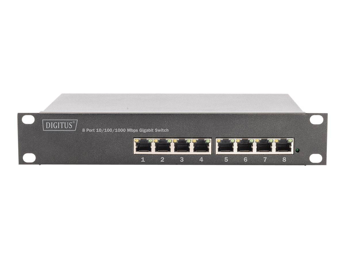 DIGITUS - 8-Port Gigabit PoE Netzwerkswitch, 10 Zoll, L2 managed, 80 W, af/at