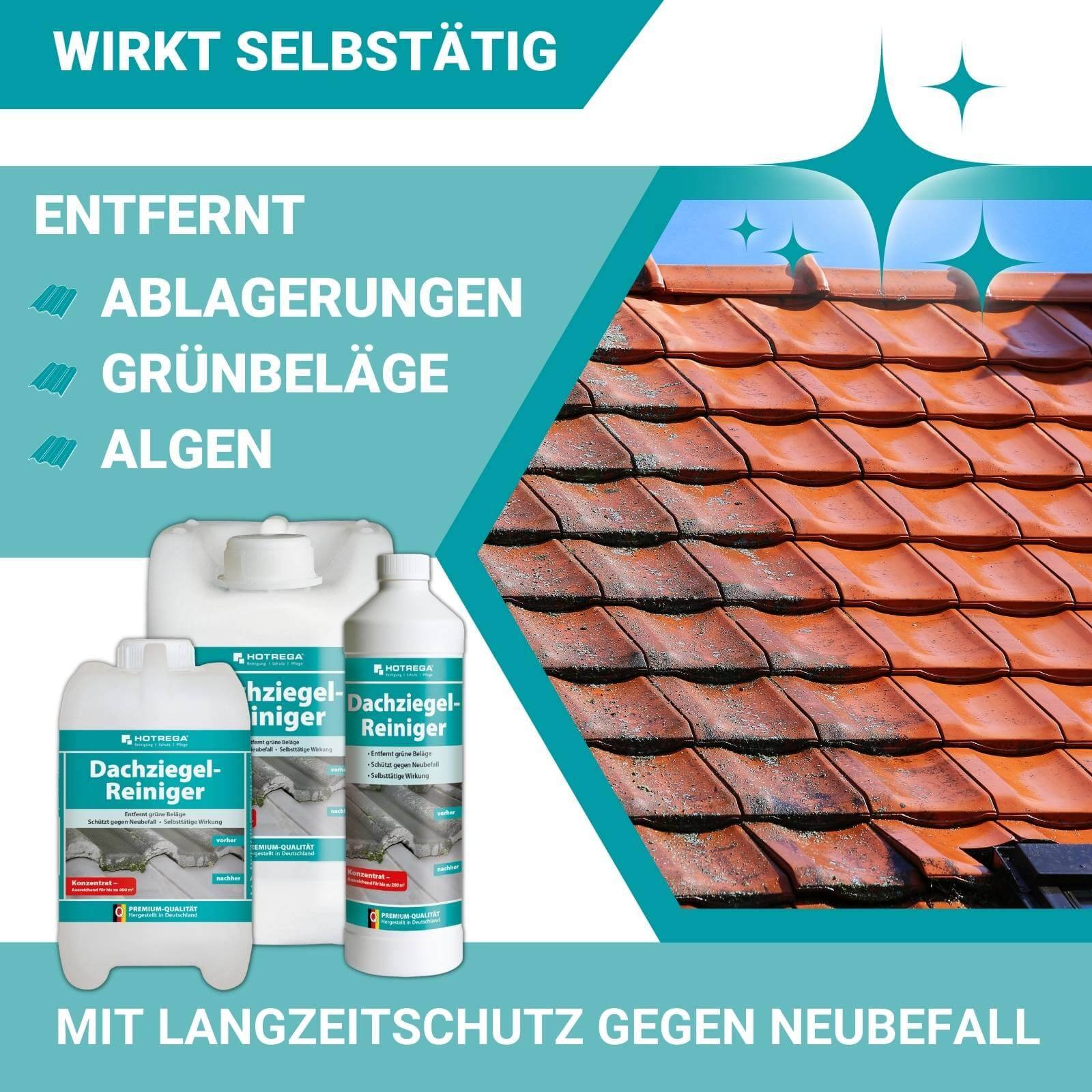 HOTREGA Dachziegelreiniger 1L + Hof- & Wege-Reiniger 1L