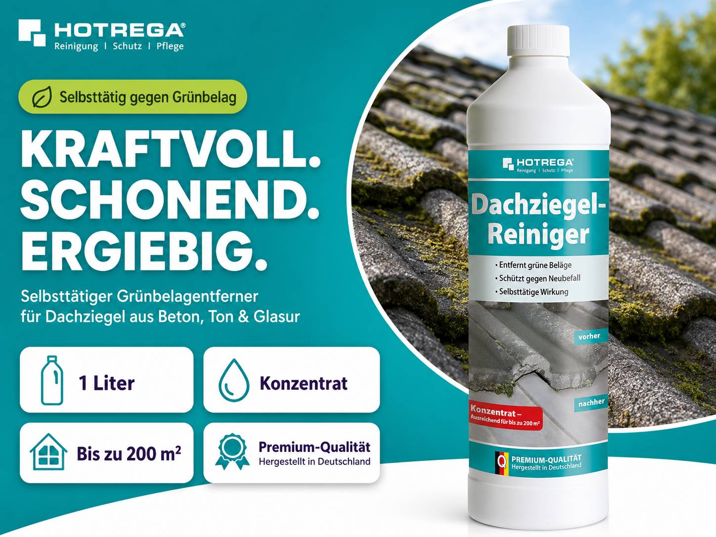 HOTREGA Dachziegel Reiniger Konzentrat 1 L