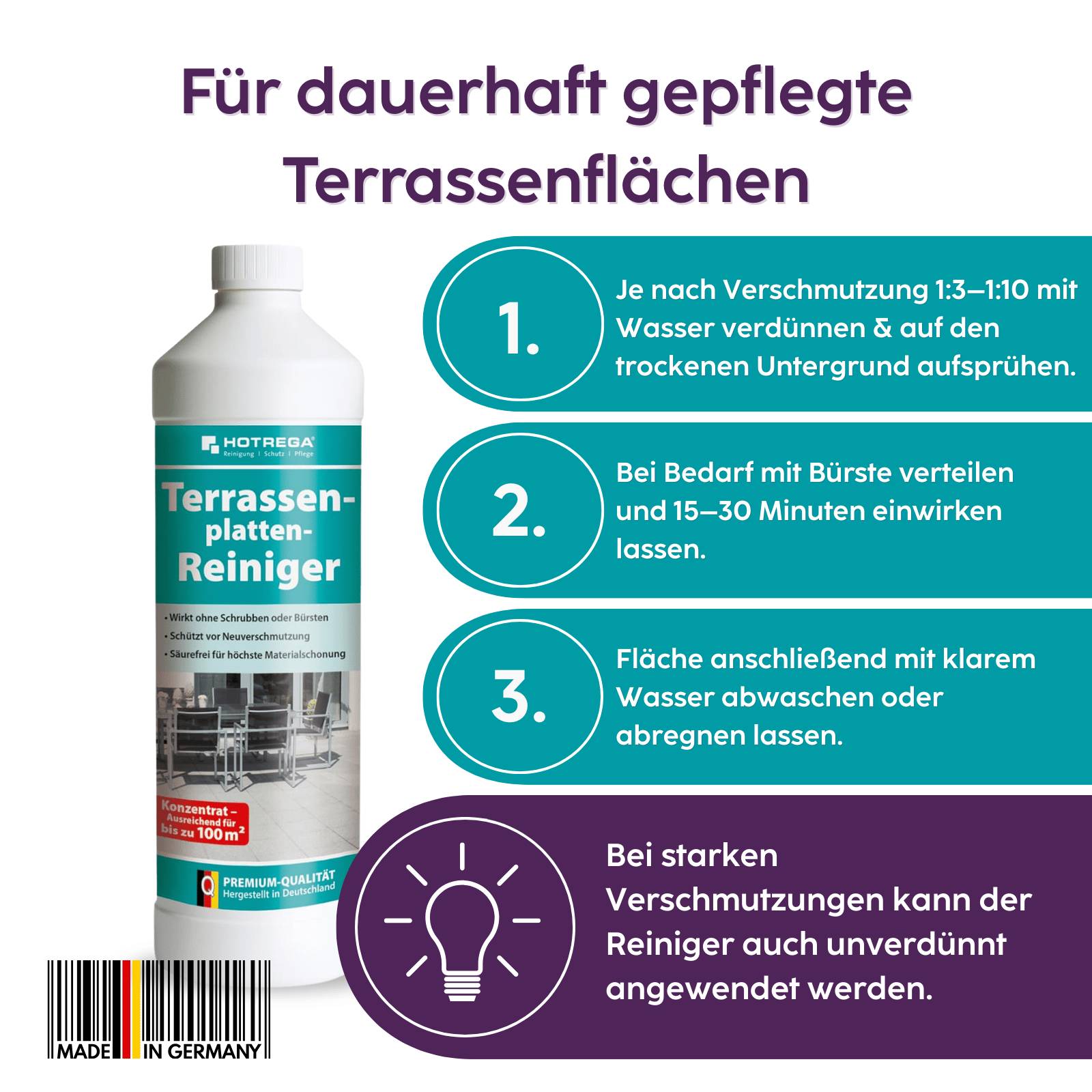 HOTREGA Terrassenplatten Reiniger Konzentrat 1 L