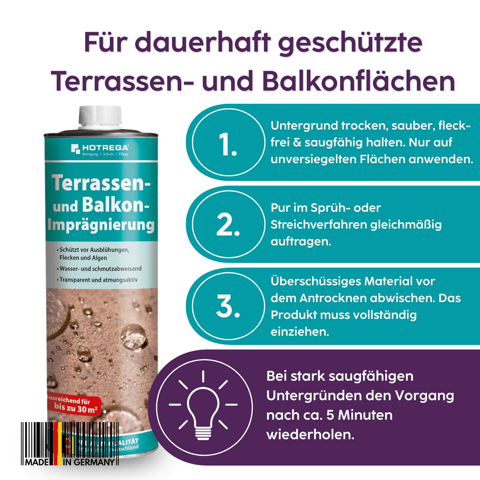 HOTREGA Terrassen & Balkon Imprägnierung 1 L