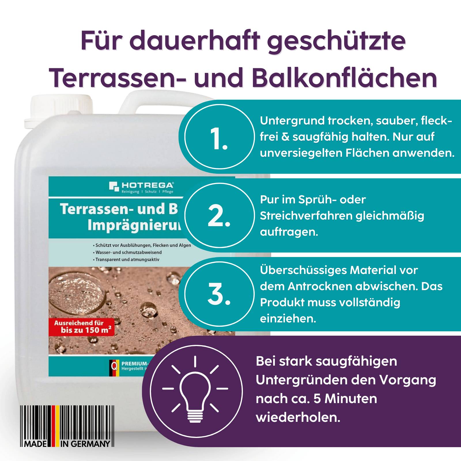 HOTREGA Terrassen & Balkon Imprägnierung 5 L