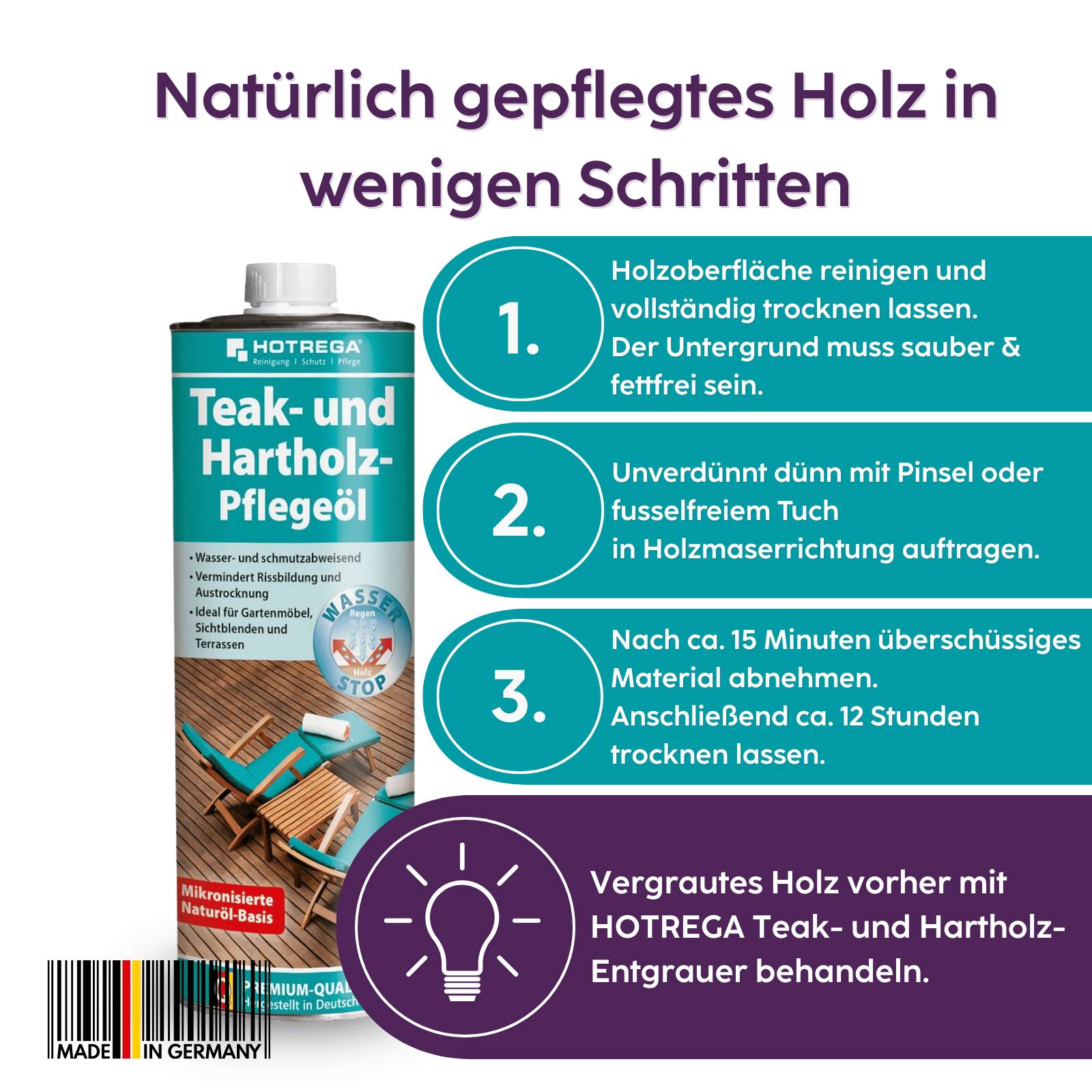 HOTREGA Teak- & Hartholz Pflegeöl 1 L