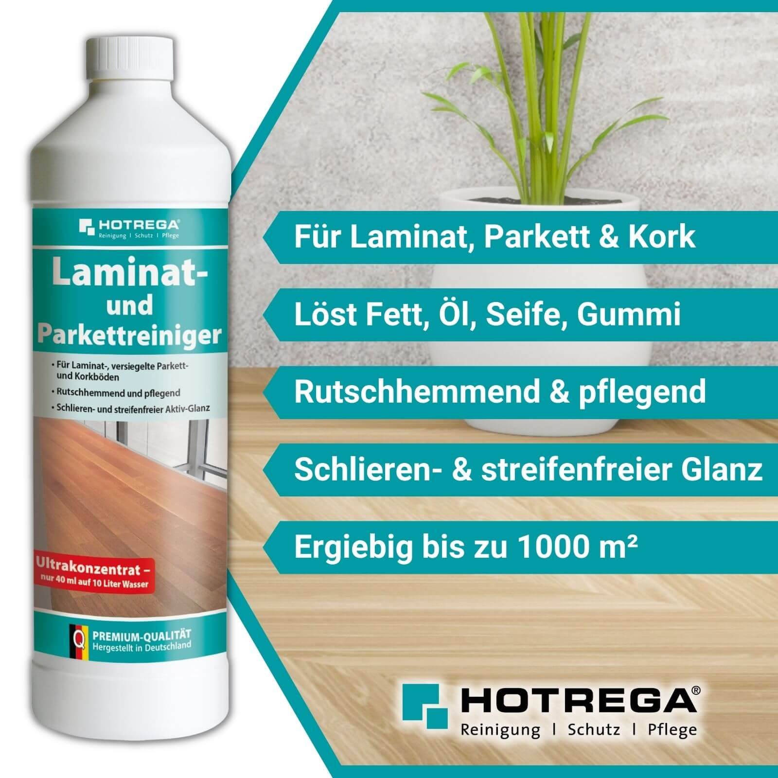 HOTREGA Laminat und Parkett Reiniger Konzentrat 1 Liter
