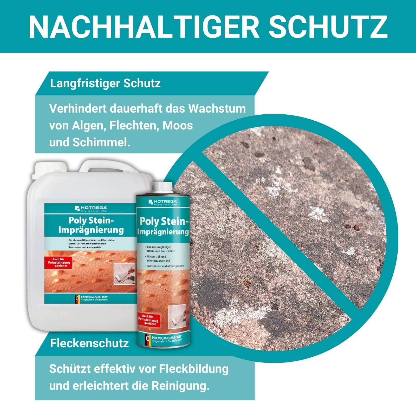 HOTREGA Poly Stein Imprägnierung 1L + Feinsteinzeug Reiniger Microfloor 1L