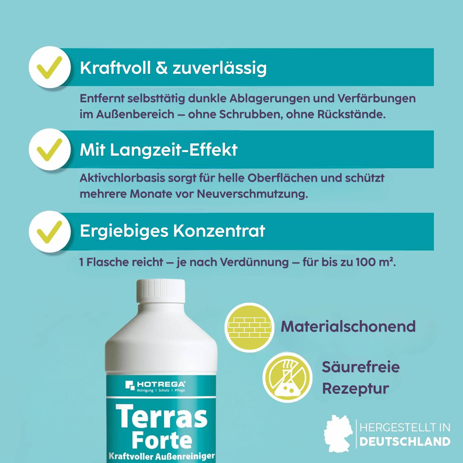 HOTREGA Terras Forte Kraftvoller Außenreiniger Konzentrat 1 L