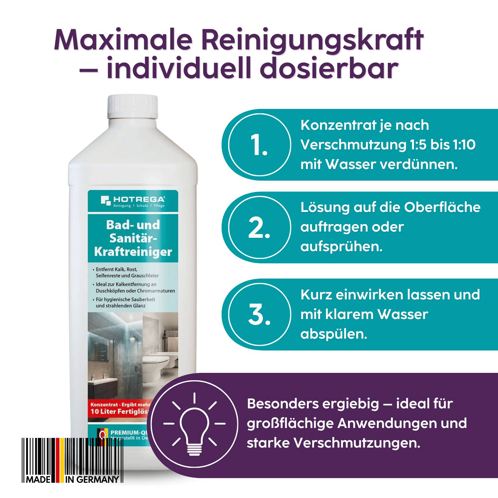 HOTREGA Bad und Sanitär Kraftreiniger Konzentrat 1L