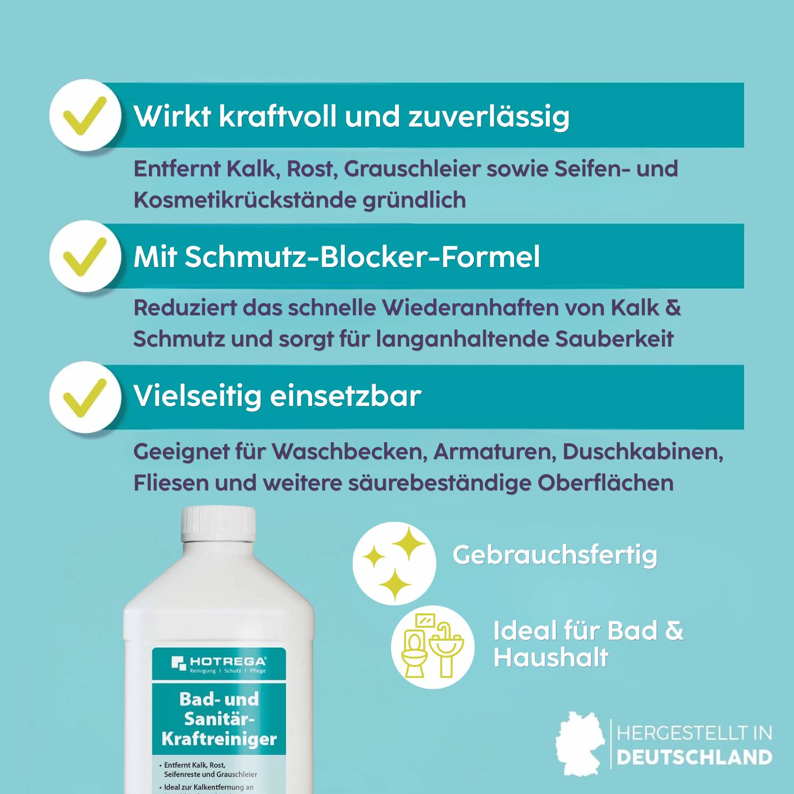 HOTREGA Bad und Sanitär Kraftreiniger Konzentrat 1L