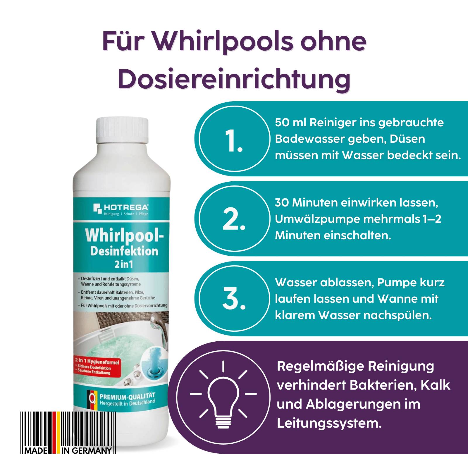 HOTREGA Whirlpool Desinfektion 2in1 Konzentrat 4x 500 ml