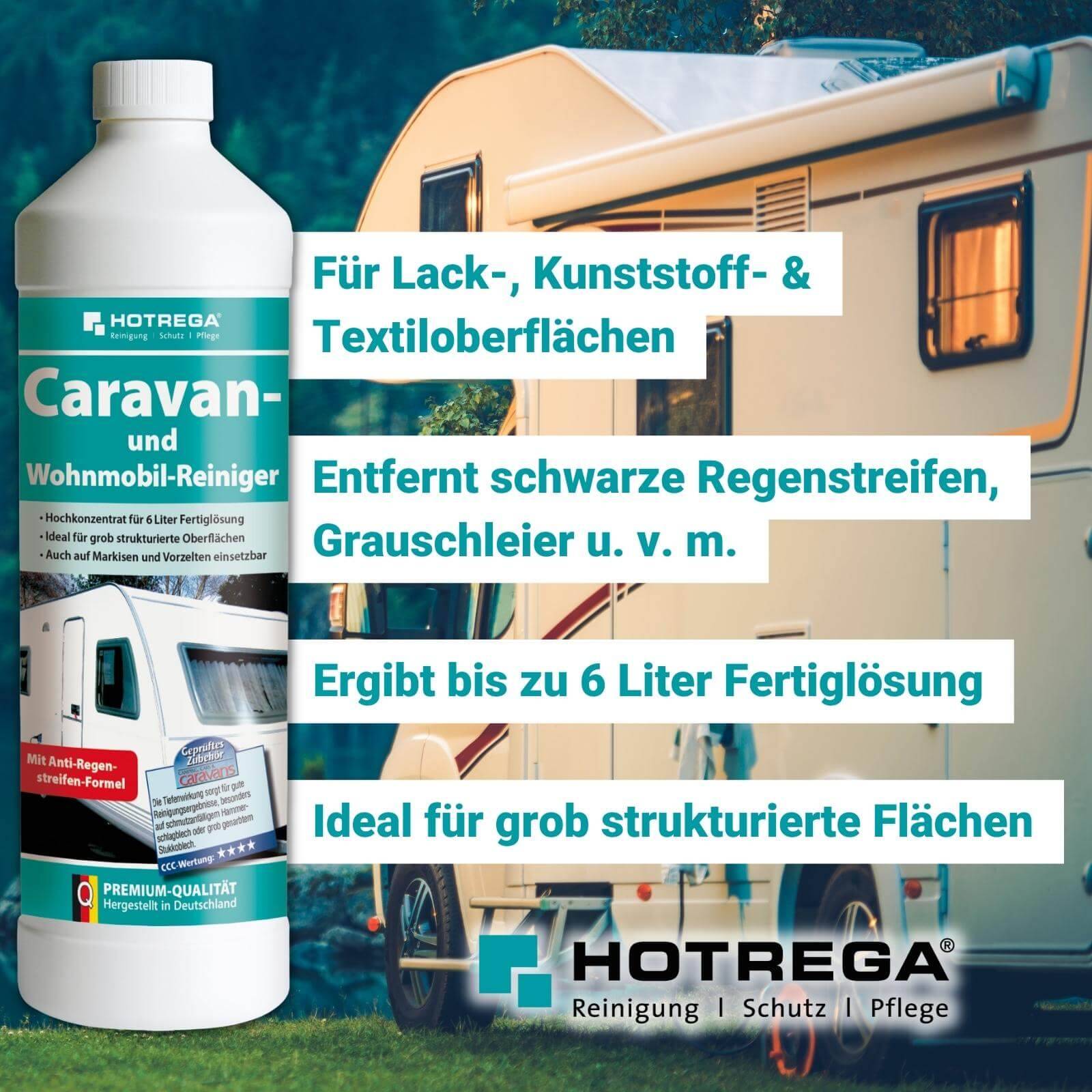 HOTREGA Caravan & Wohnmobil Reiniger Konzentrat 2x 1 Liter inkl. Sprühflasche 1 Liter