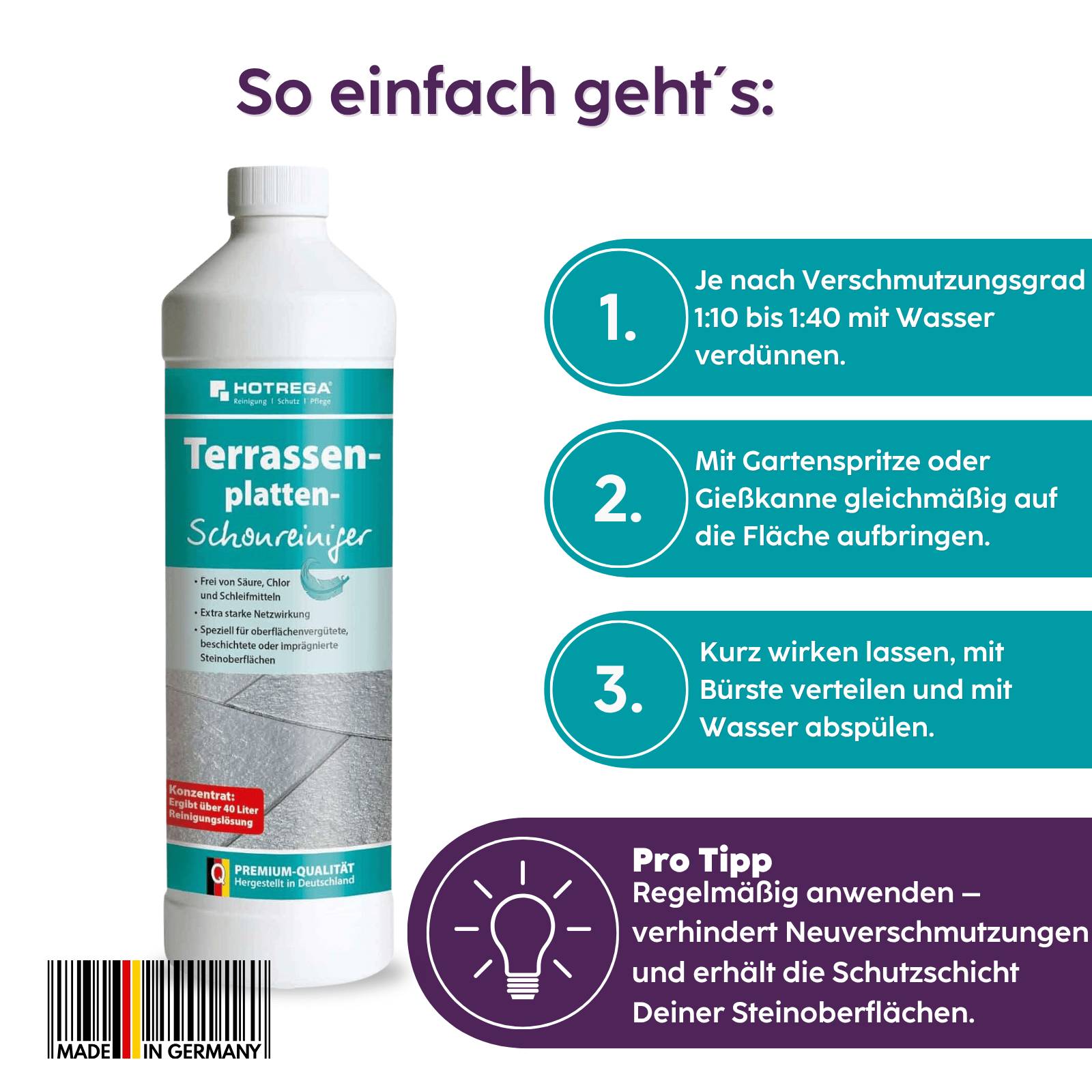 HOTREGA Terrassenplatten Schonreiniger Konzentrat 1 L