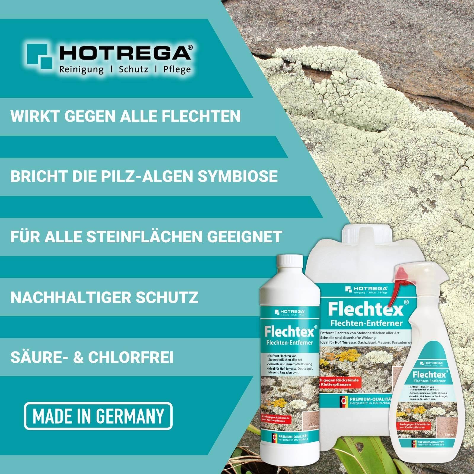HOTREGA Flechten Entferner Flechtex 750ml inkl. Wurzelbürste