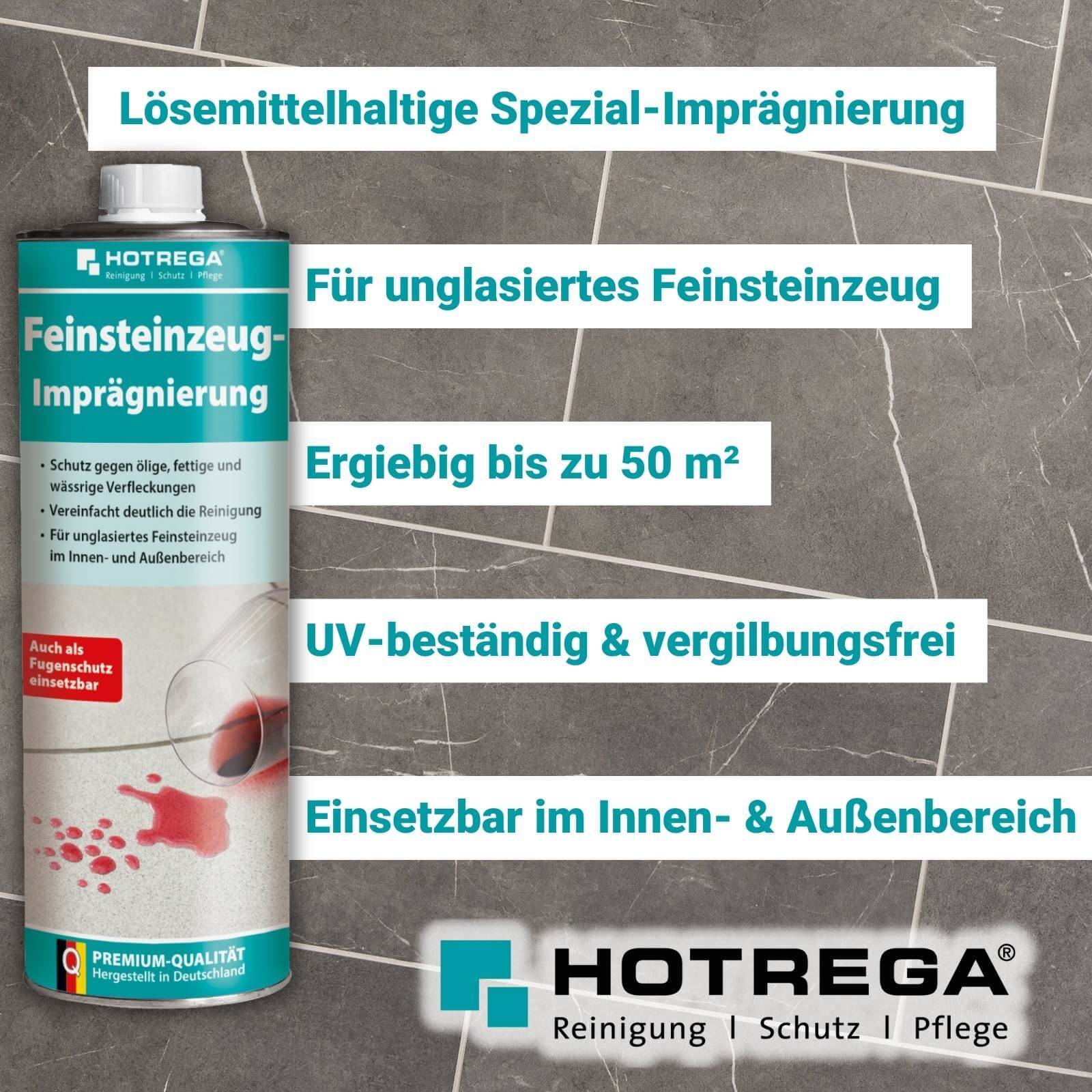 HOTREGA Feinsteinzeug Imprägnierung 1L SET + Microfasermopp 40 cm + Microfasertuch 40 x 40 cm