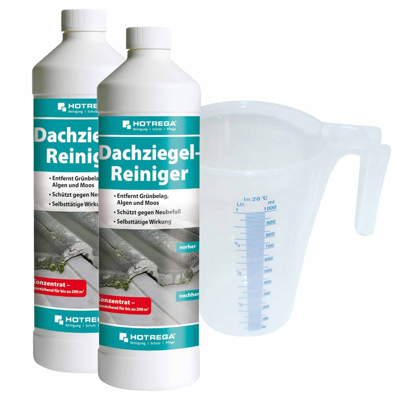 HOTREGA Dachziegel Reiniger Konzentrat 2x 1L inkl. Messbecher