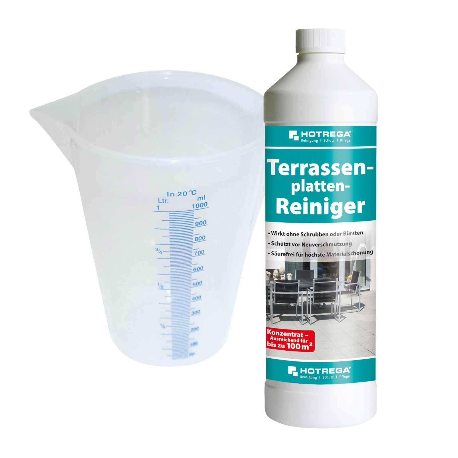 HOTREGA Terrassenplatten-Reiniger 1 L, Messbecher 1 L SET