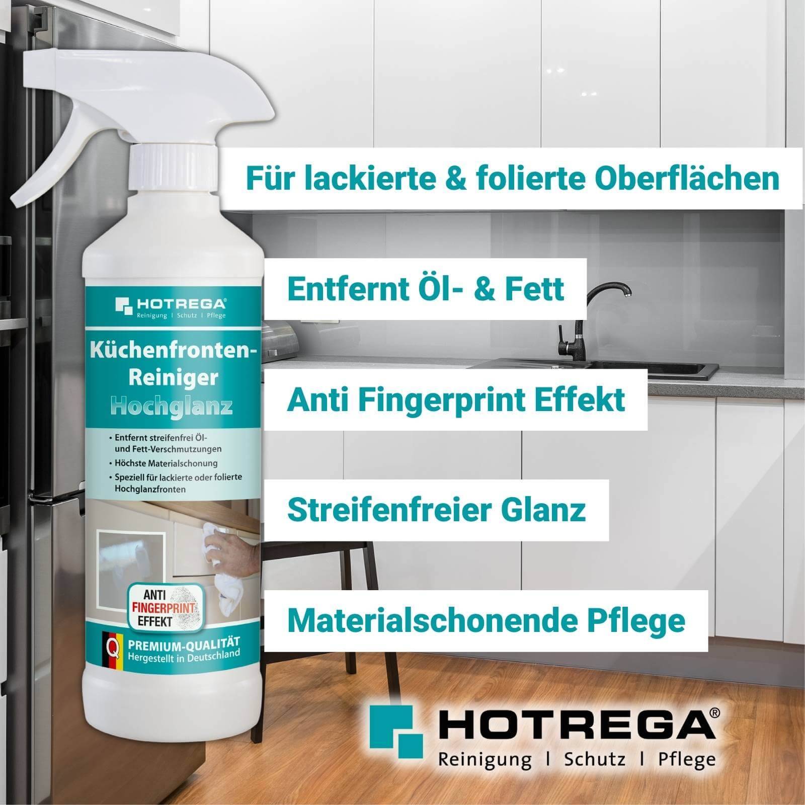 HOTREGA Küchenfronten Reiniger Hochglanz Set 3-teilig