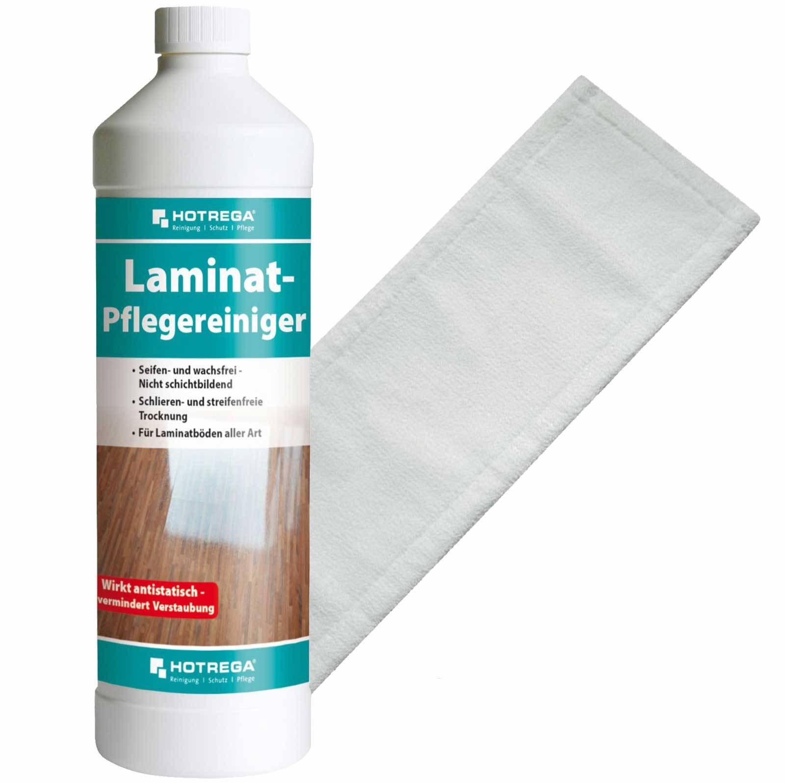 HOTREGA Laminat Pflegereiniger 1L SET + Microfasermopp 40 cm