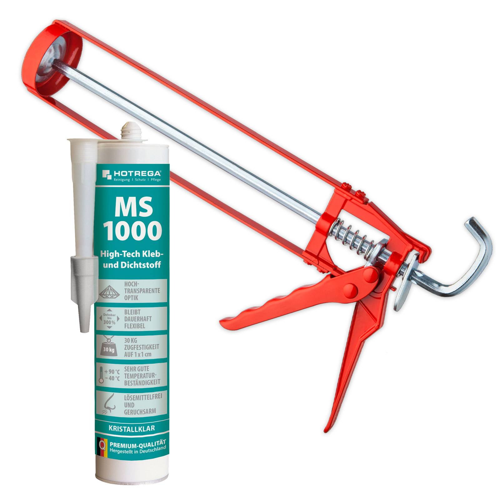 HOTREGA MS 1000 High Tech Kleb & Dichtstoff 290ml klar inkl. Kartuschenpresse