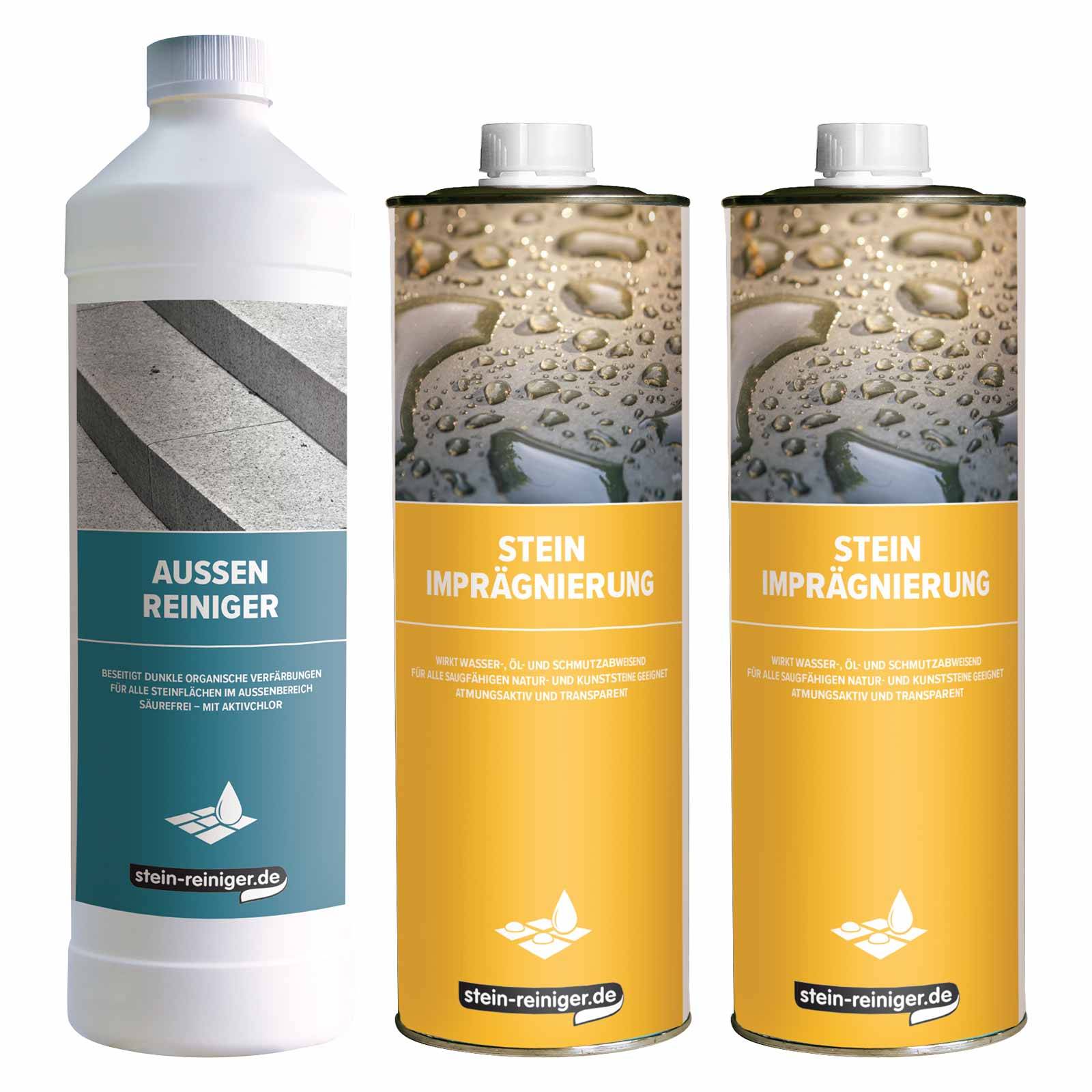stein-reiniger.de Außen Reiniger Konzentrat 1 L Stein Imprägnierung 1 L SET