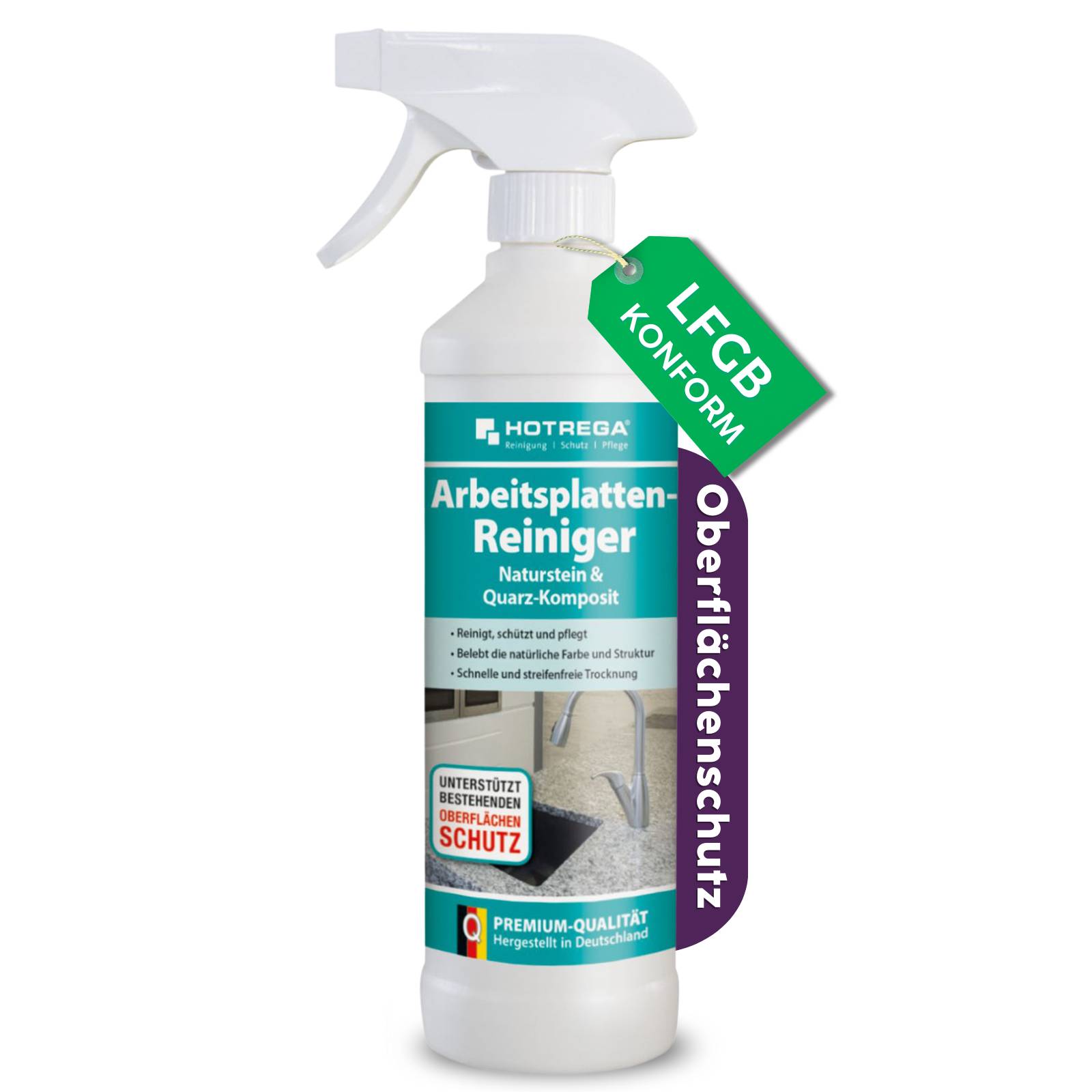 HOTREGA Arbeitsplatten Reiniger Naturstein & Quarz Komposit 500 ml