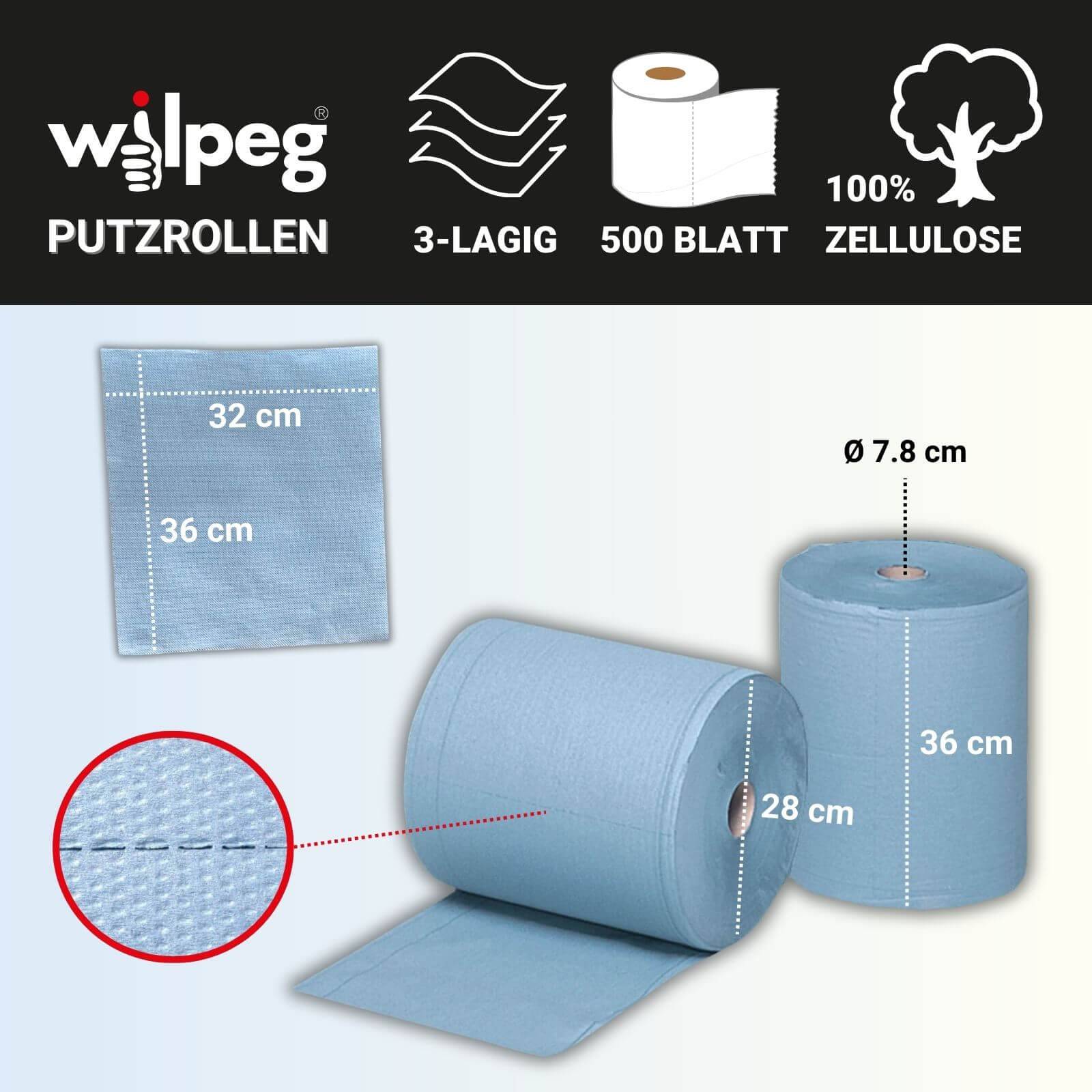 Wilpeg Papierrolle 3-lagig 2x 500 Blatt