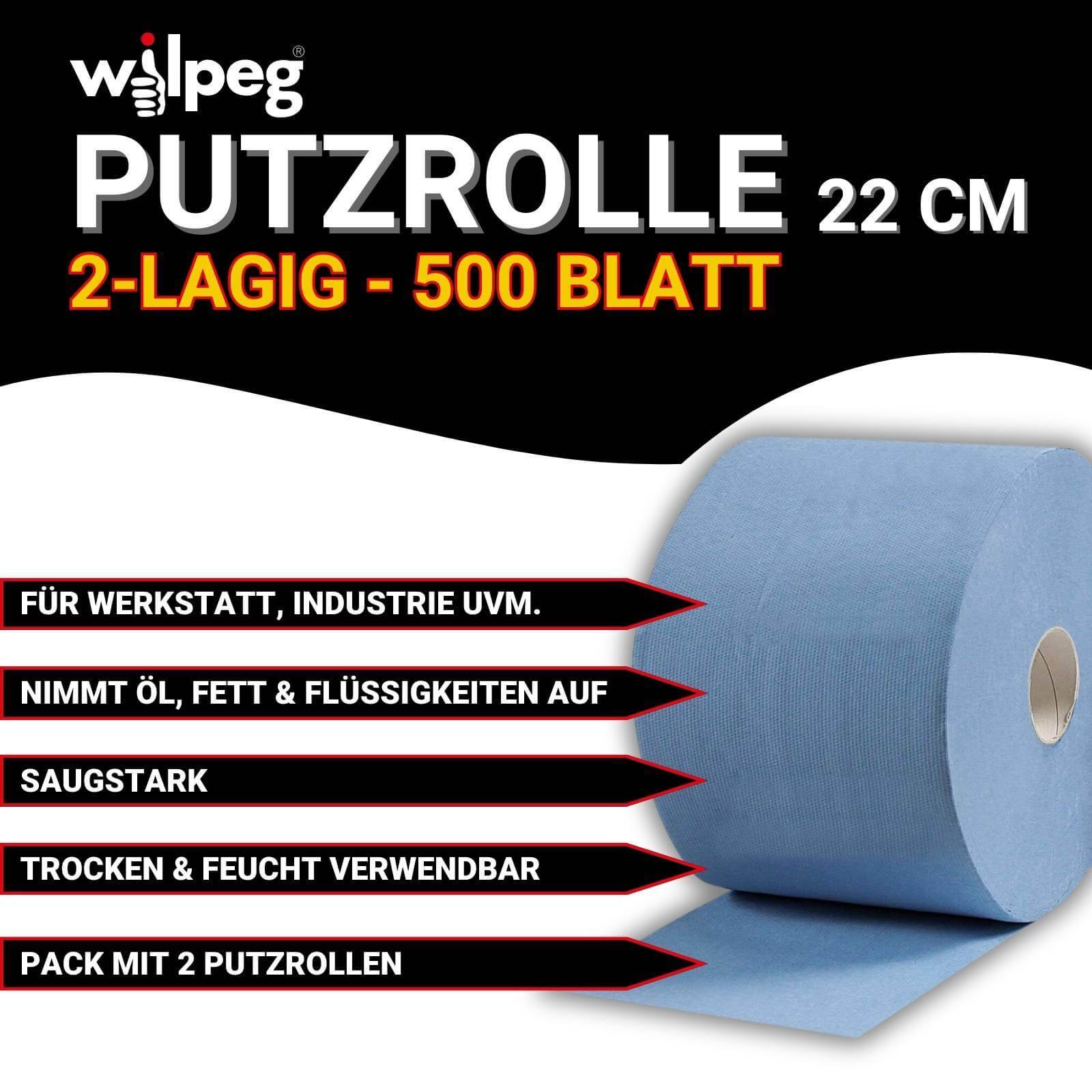 Wilpeg Papierrolle 22cm 2-lagig 2x 500 Blatt