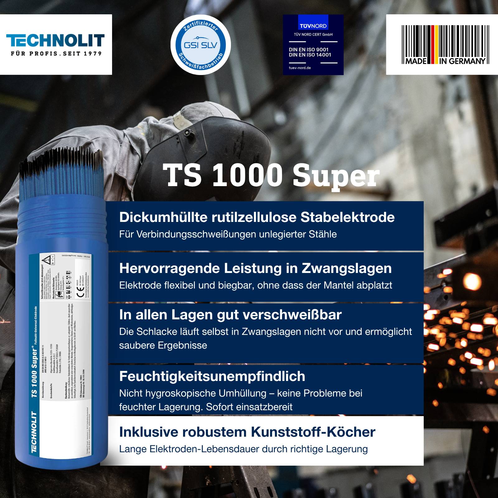 TECHNOLIT TS 1000 Super Fallnaht-Universal-Elektrode - Größe:5 kg 2.0 mm