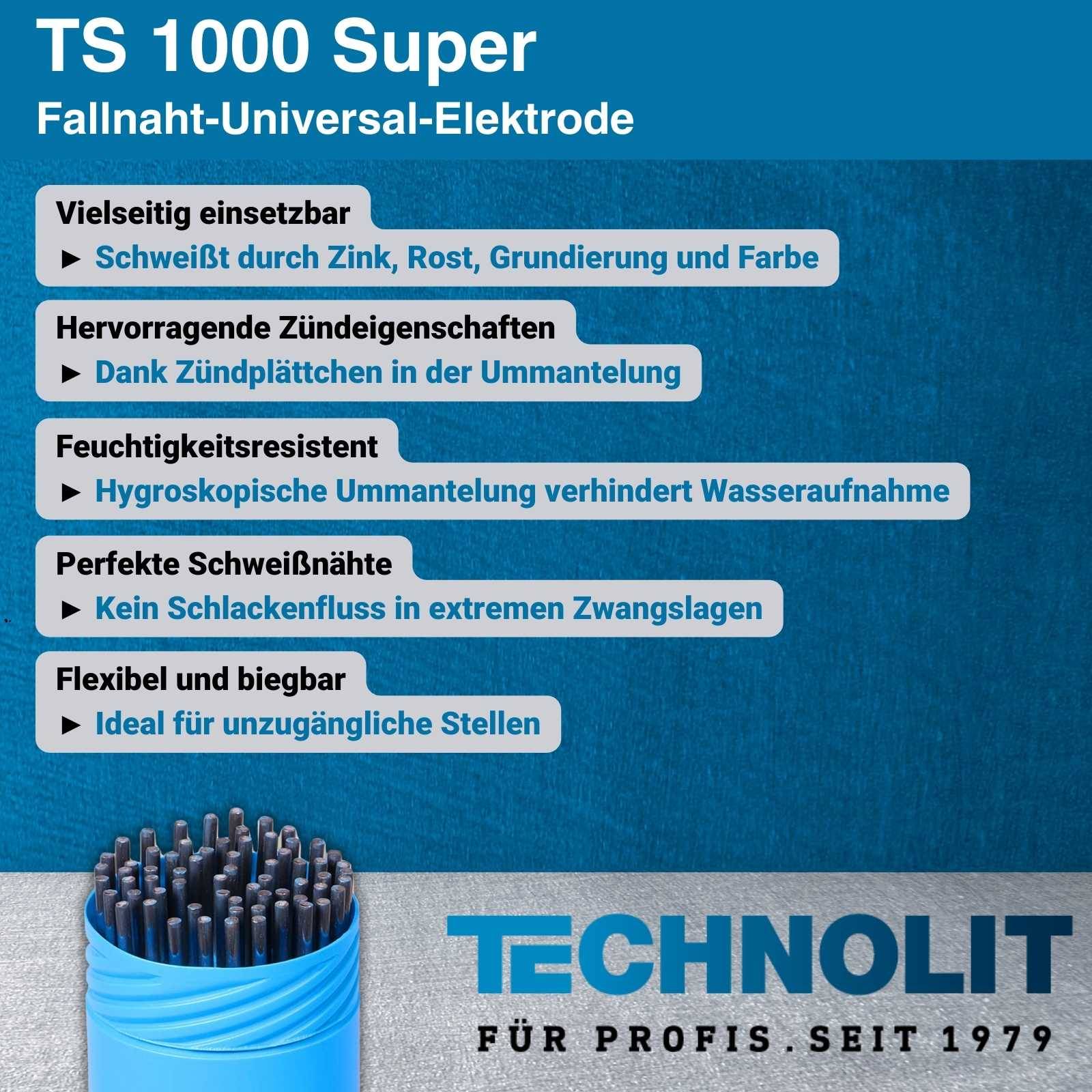 TECHNOLIT TS 1000 Super Fallnaht-Universal-Elektrode 1kg - Größe:4.0 x 350 mm