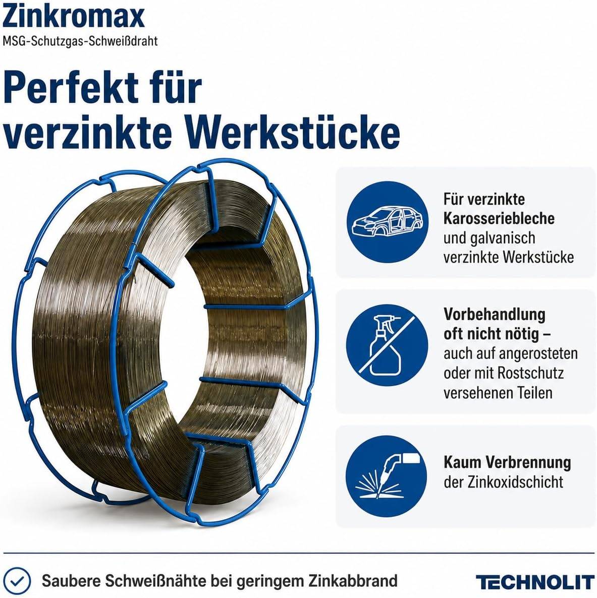 TECHNOLIT Zinkromax MSG Schweißdraht 15 kg - Größe:1.0 mm