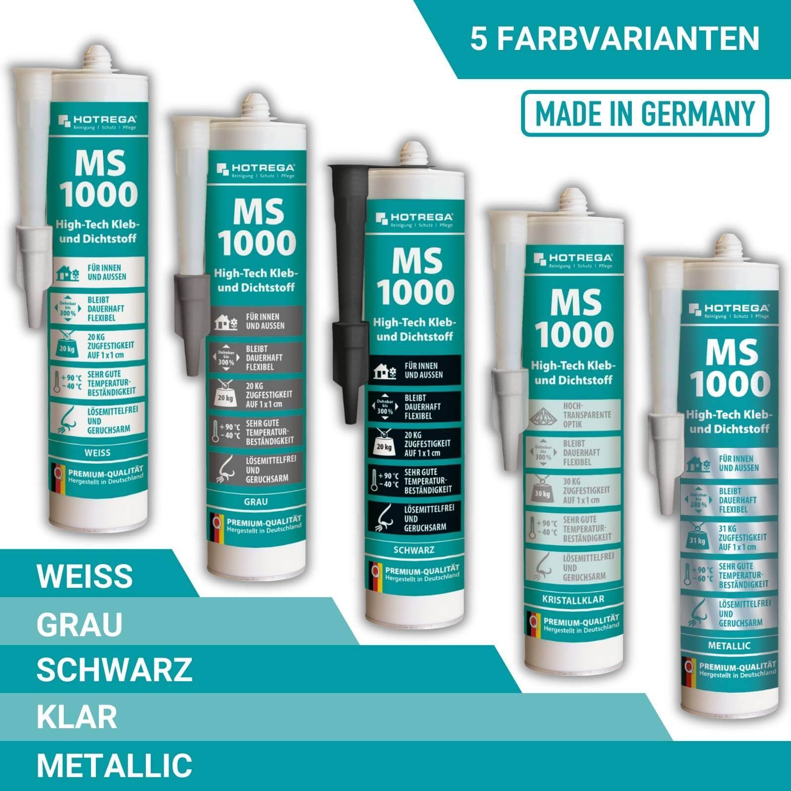 HOTREGA High Tech Klebstoff & Dichtstoff MS 1000 3 Stück - Farbe:grau